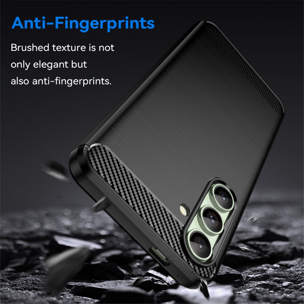 Til Samsung Galaxy S24 FE Etui Kulfiber Tekstur Børstet TPU Telefoncover