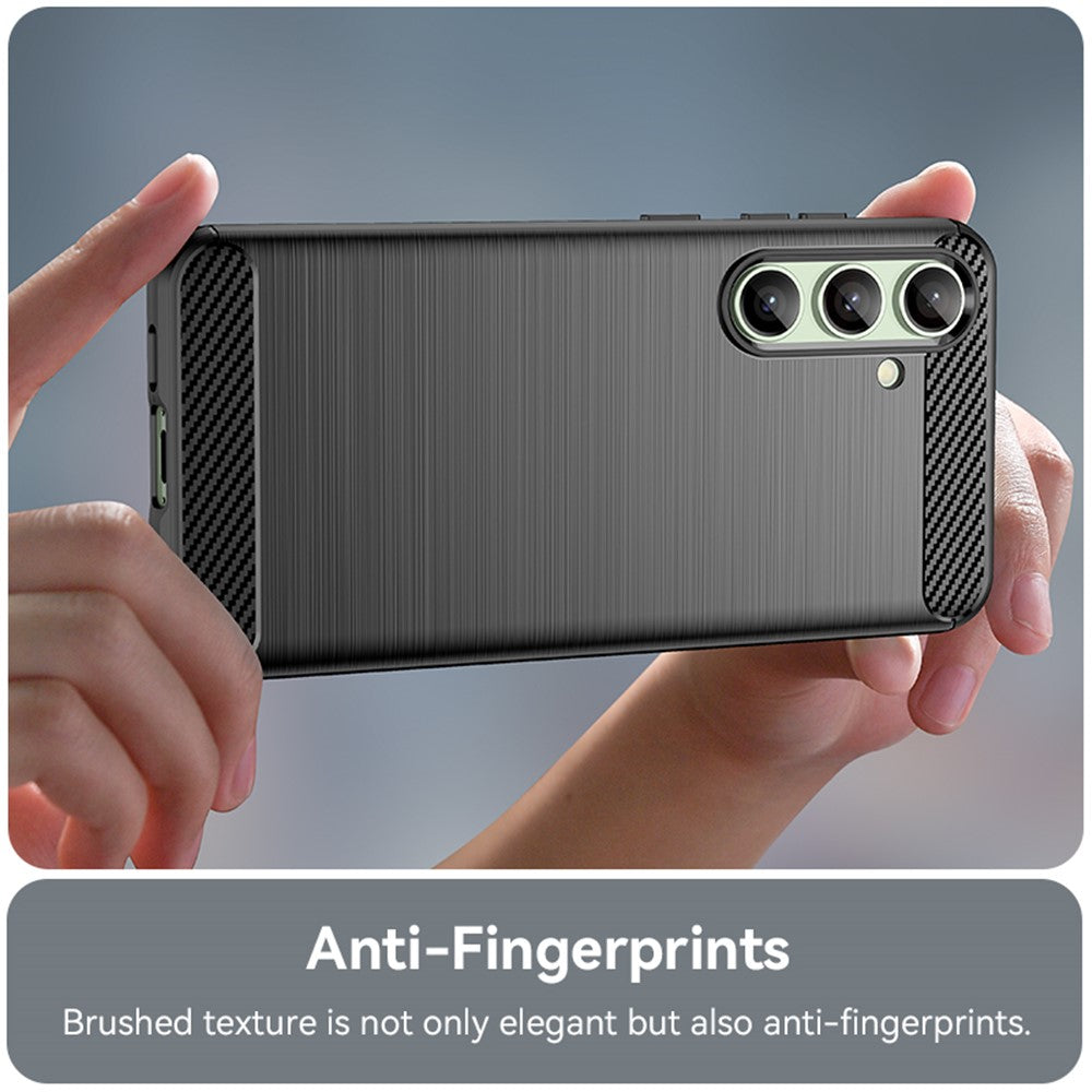 Til Samsung Galaxy S24 FE Etui Kulfiber Tekstur Børstet TPU Telefoncover