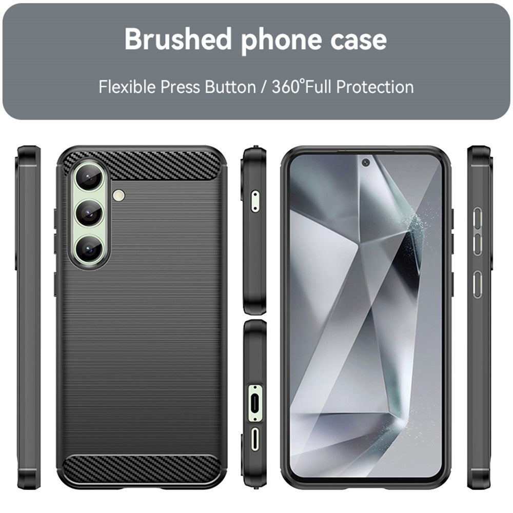 Til Samsung Galaxy S24 FE Etui Kulfiber Tekstur Børstet TPU Telefoncover