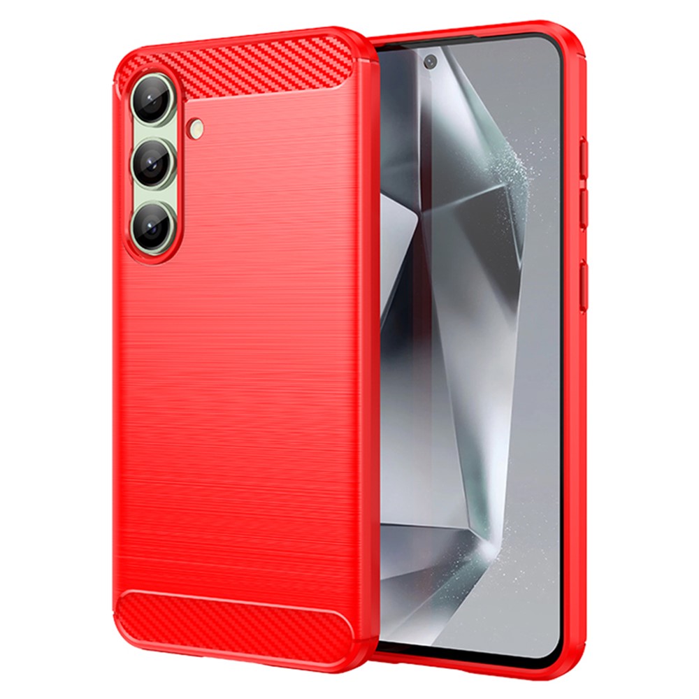 Til Samsung Galaxy S24 FE Etui Kulfiber Tekstur Børstet TPU Telefoncover
