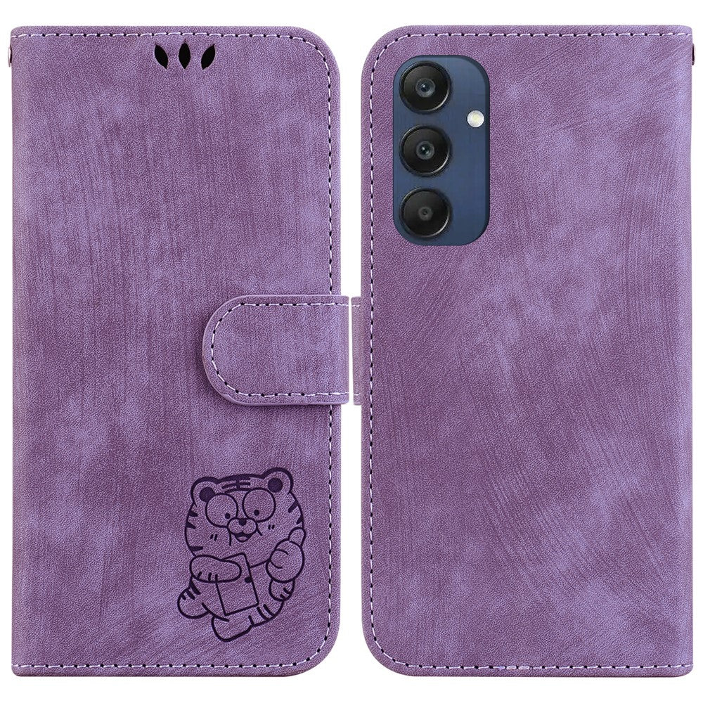 Til Samsung Galaxy M35 5G Pung-Etui Læder Telefoncover Sødt Tiger Aftryk