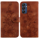 Til Samsung Galaxy M35 5G Stander Etui med Lily Blomst Imprint Læder Telefoncover