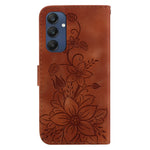 Til Samsung Galaxy M35 5G Stander Etui med Lily Blomst Imprint Læder Telefoncover