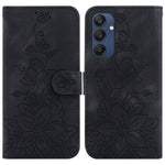 Til Samsung Galaxy M35 5G Stander Etui med Lily Blomst Imprint Læder Telefoncover