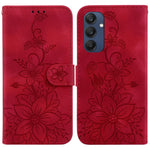 Til Samsung Galaxy M35 5G Stander Etui med Lily Blomst Imprint Læder Telefoncover