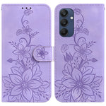 Til Samsung Galaxy M35 5G Stander Etui med Lily Blomst Imprint Læder Telefoncover