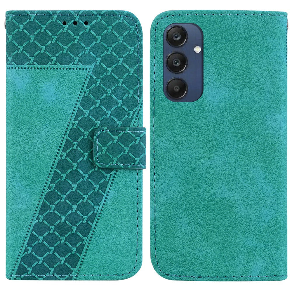 Til Samsung Galaxy M35 5G Cover med 7-formet Mønsterpræg i Læder