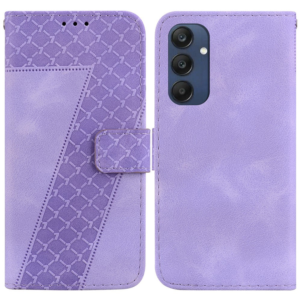 Til Samsung Galaxy M35 5G Cover med 7-formet Mønsterpræg i Læder