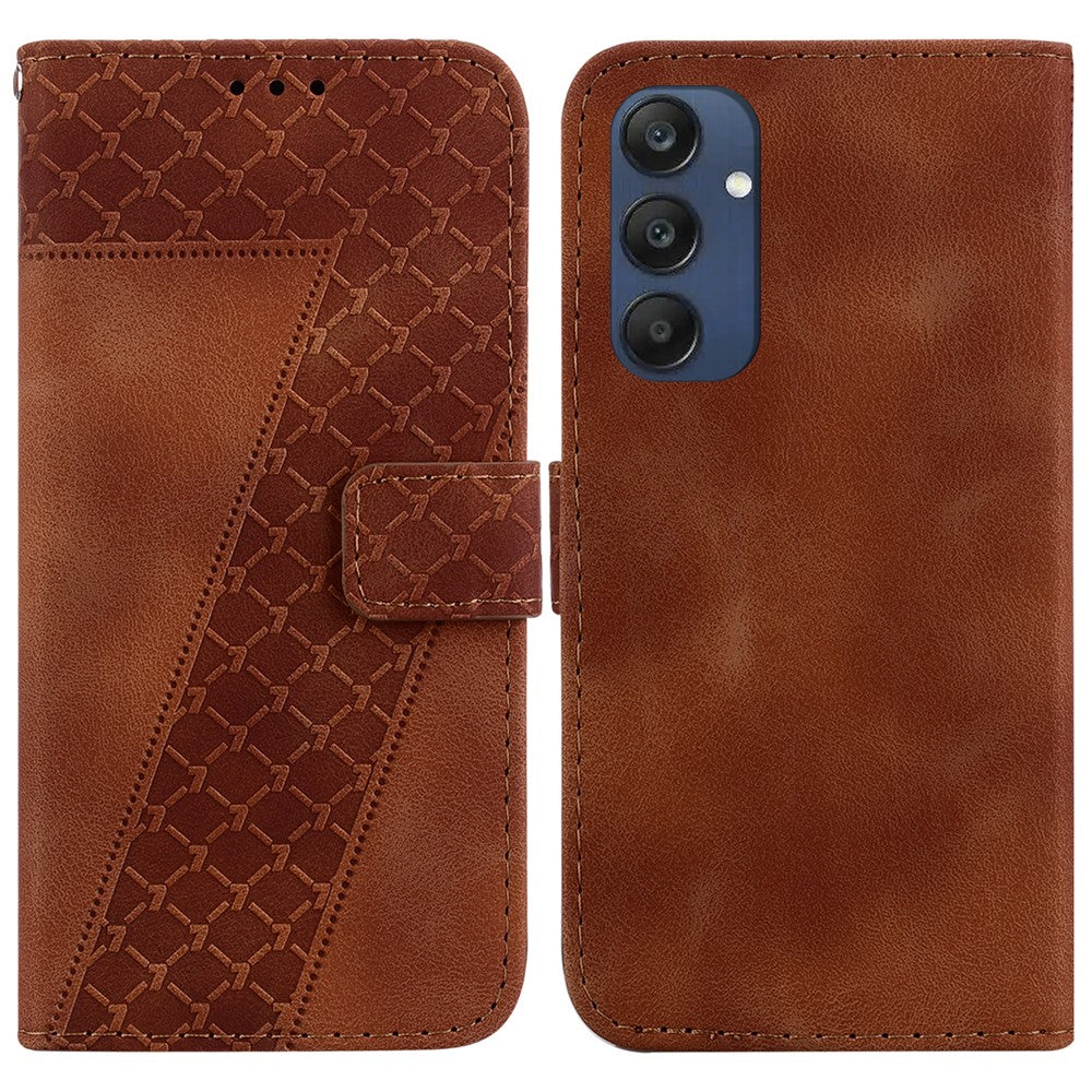 Til Samsung Galaxy M35 5G Cover med 7-formet Mønsterpræg i Læder