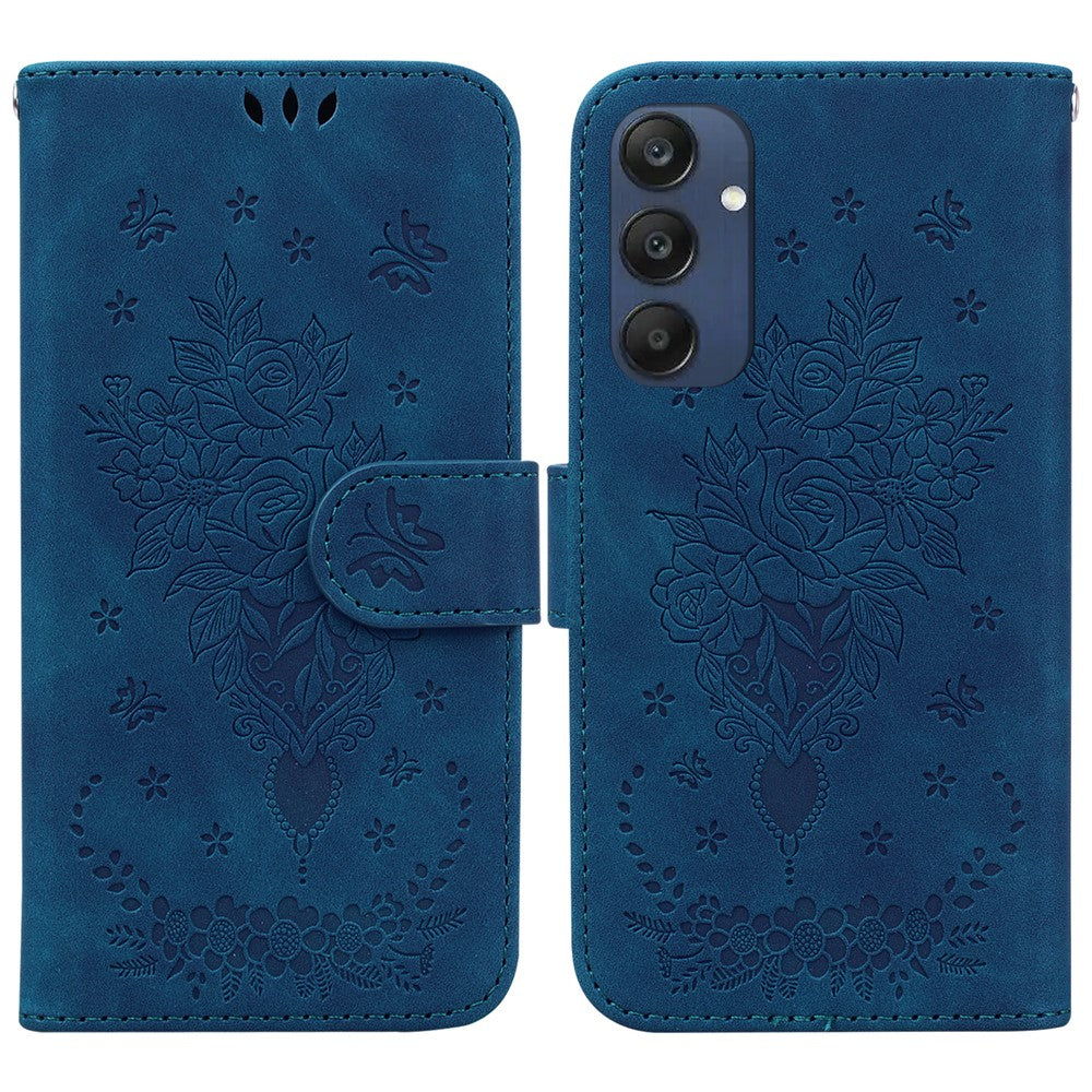 For Samsung Galaxy M35 5G Case Butterfly Flower Imprint PU Leather Wallet Phone Cover