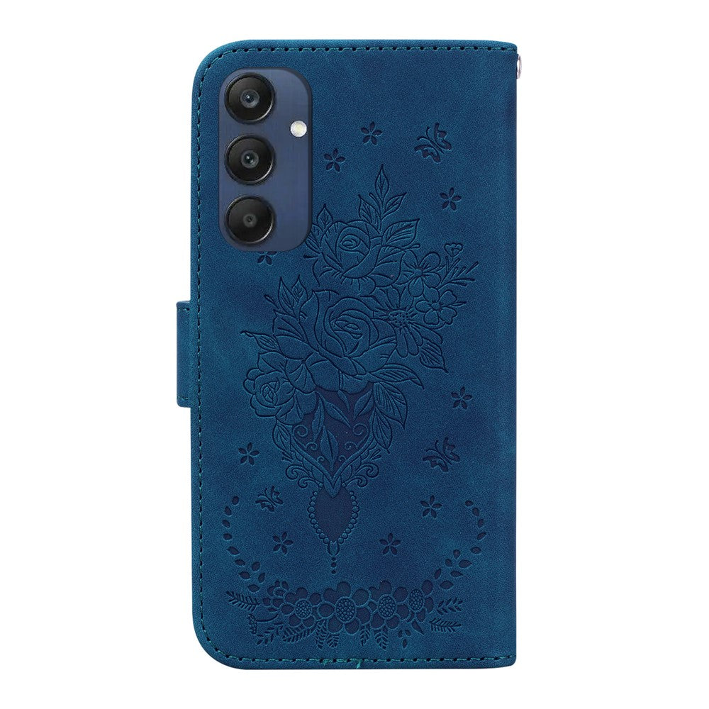 For Samsung Galaxy M35 5G Case Butterfly Flower Imprint PU Leather Wallet Phone Cover