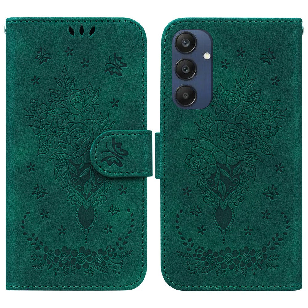 For Samsung Galaxy M35 5G Case Butterfly Flower Imprint PU Leather Wallet Phone Cover