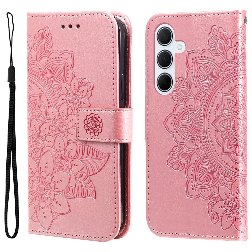 For Samsung Galaxy M35 5G Case Floral Pattern PU Leather Wallet Stand Phone Cover