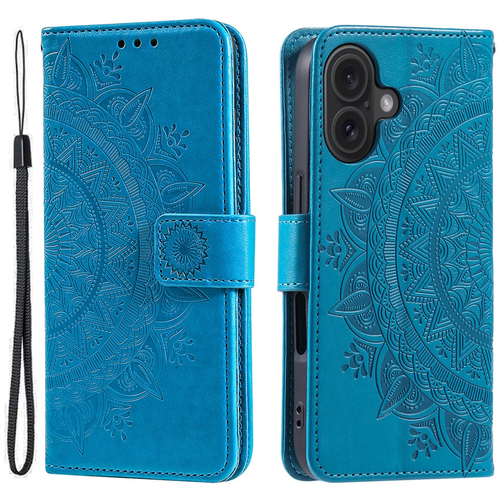 For iPhone 16 Plus Wallet Case Imprinted Totem PU Leather Stand Phone Cover