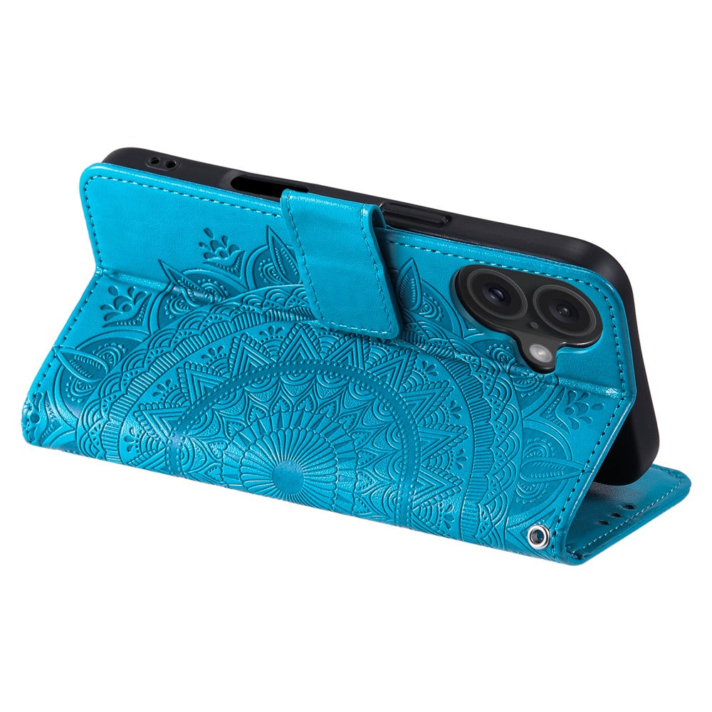 For iPhone 16 Plus Wallet Case Imprinted Totem PU Leather Stand Phone Cover