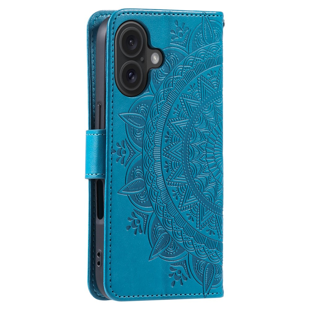 For iPhone 16 Plus Wallet Case Imprinted Totem PU Leather Stand Phone Cover
