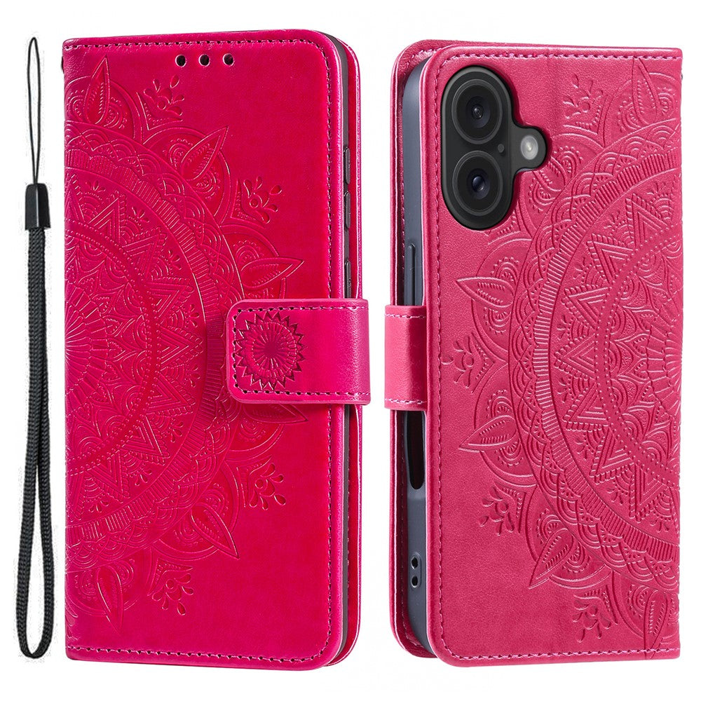 For iPhone 16 Plus Wallet Case Imprinted Totem PU Leather Stand Phone Cover