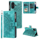 Style 006 Til iPhone 16 Cover PU Læder Pung Telefon Cover Mandala Blomster Mønster