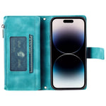 Style 006 Til iPhone 16 Cover PU Læder Pung Telefon Cover Mandala Blomster Mønster
