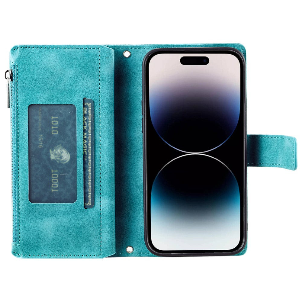 Style 006 Til iPhone 16 Cover PU Læder Pung Telefon Cover Mandala Blomster Mønster
