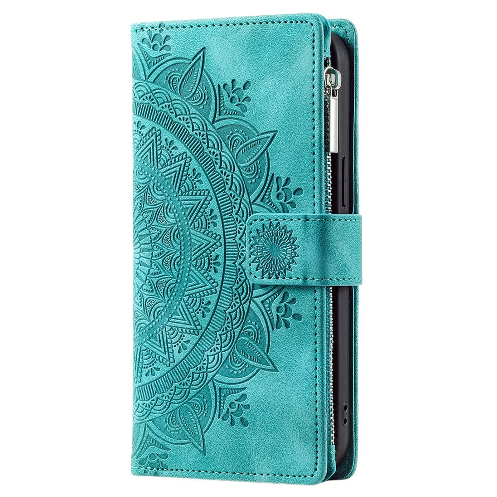Style 006 Til iPhone 16 Cover PU Læder Pung Telefon Cover Mandala Blomster Mønster