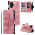 Style 006 Til iPhone 16 Cover PU Læder Pung Telefon Cover Mandala Blomster Mønster
