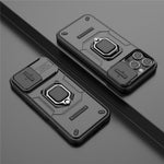 For iPhone 16 Pro Max Case Ring Kickstand Camshield PC+TPU Phone Cover