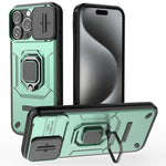 For iPhone 16 Pro Max Case Ring Kickstand Camshield PC+TPU Phone Cover