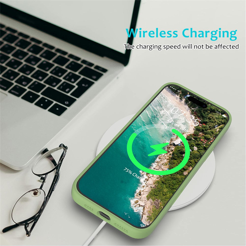 For iPhone 16 Pro Max Case Anti-Drop Liquid Silicone Soft Lining Back Phone Cover