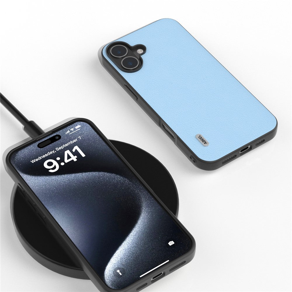 ABEEL-telefoncover til iPhone 16 i ægte koskind med belagt PC+TPU-hybrid