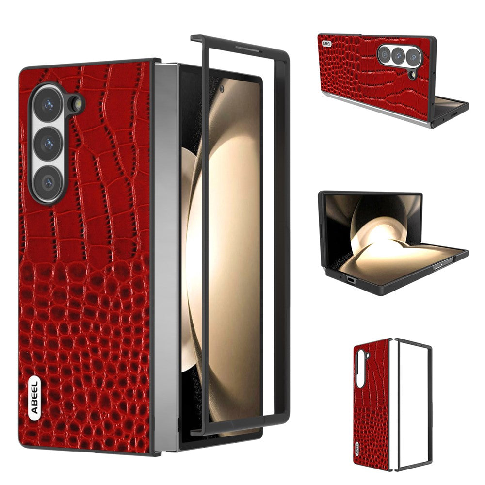 ABEEL Til Samsung Galaxy Z Fold6 5G-cover Krokodillemønster Ægte koskindslæder+PC-telefoncover