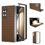 For Samsung Galaxy Z Fold6 5G Case Woven Texture PU Leather Coated PC Phone Cover