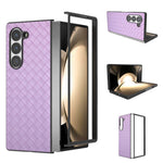For Samsung Galaxy Z Fold6 5G Case Woven Texture PU Leather Coated PC Phone Cover