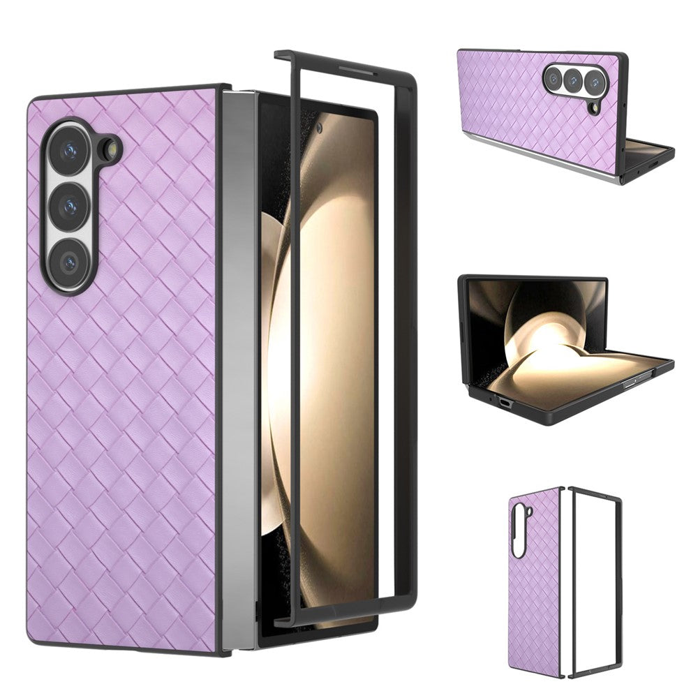 For Samsung Galaxy Z Fold6 5G Case Woven Texture PU Leather Coated PC Phone Cover