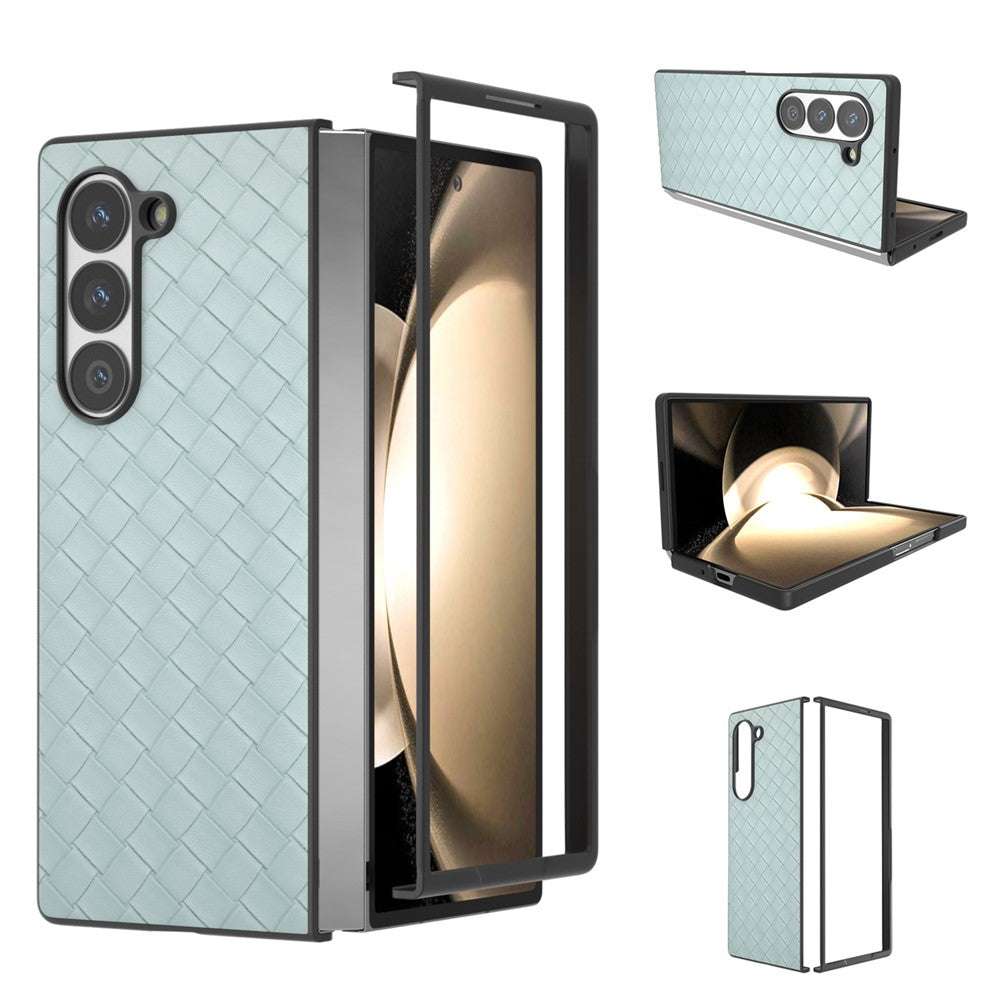 For Samsung Galaxy Z Fold6 5G Case Woven Texture PU Leather Coated PC Phone Cover