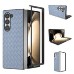 For Samsung Galaxy Z Fold6 5G Case Woven Texture PU Leather Coated PC Phone Cover