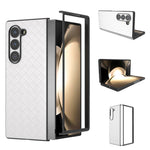 For Samsung Galaxy Z Fold6 5G Case Woven Texture PU Leather Coated PC Phone Cover
