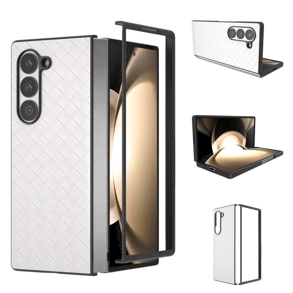 For Samsung Galaxy Z Fold6 5G Case Woven Texture PU Leather Coated PC Phone Cover
