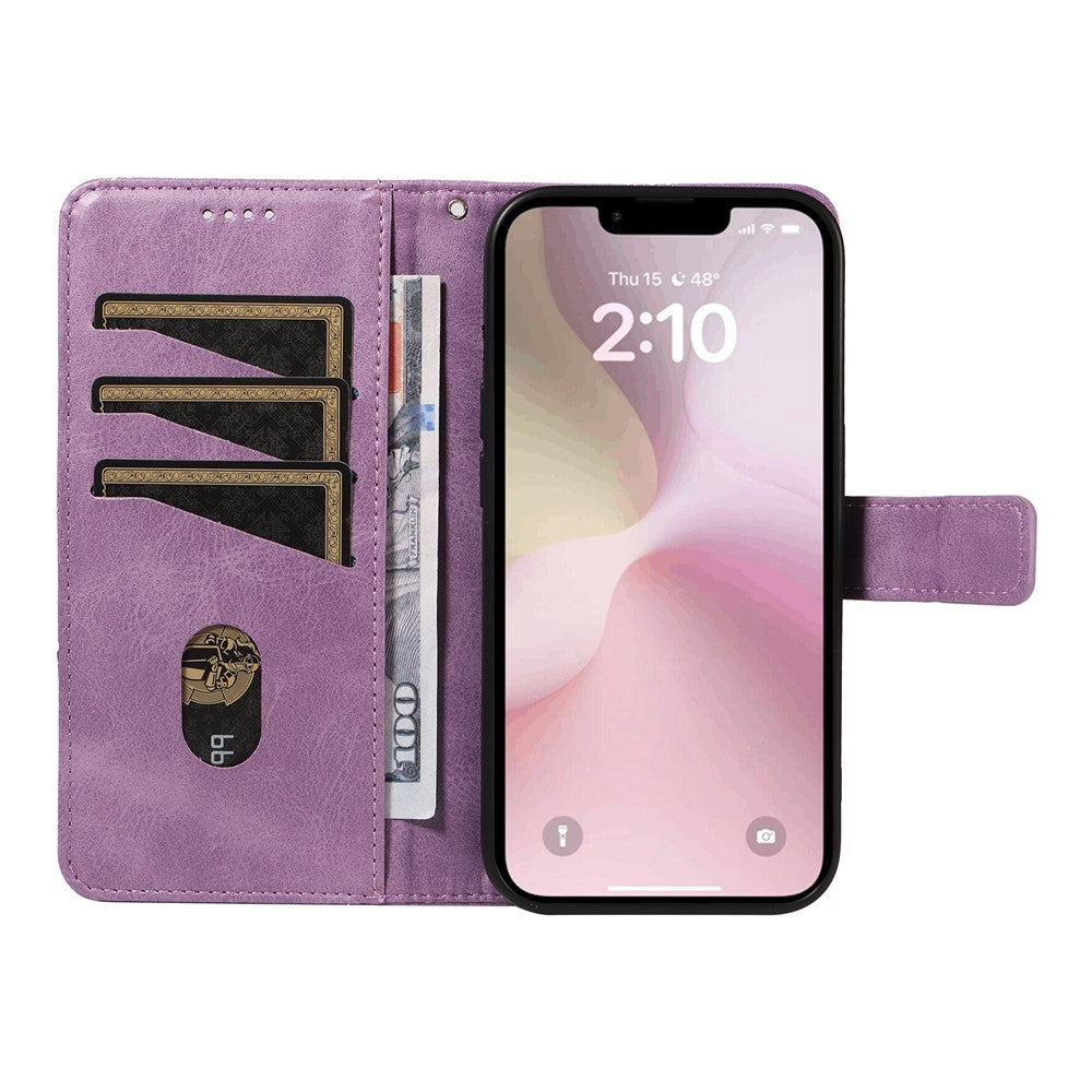 For iPhone 17th / 16th Case Leather Card Holder Phone Cover Geometric Line