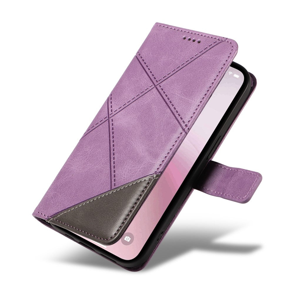 For iPhone 17th / 16th Case Leather Card Holder Phone Cover Geometric Line