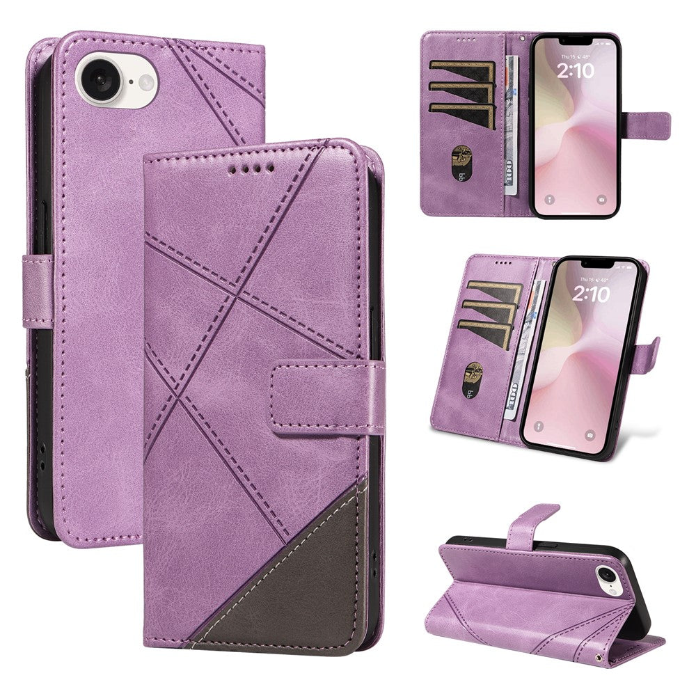 For iPhone 17th / 16th Case Leather Card Holder Phone Cover Geometric Line