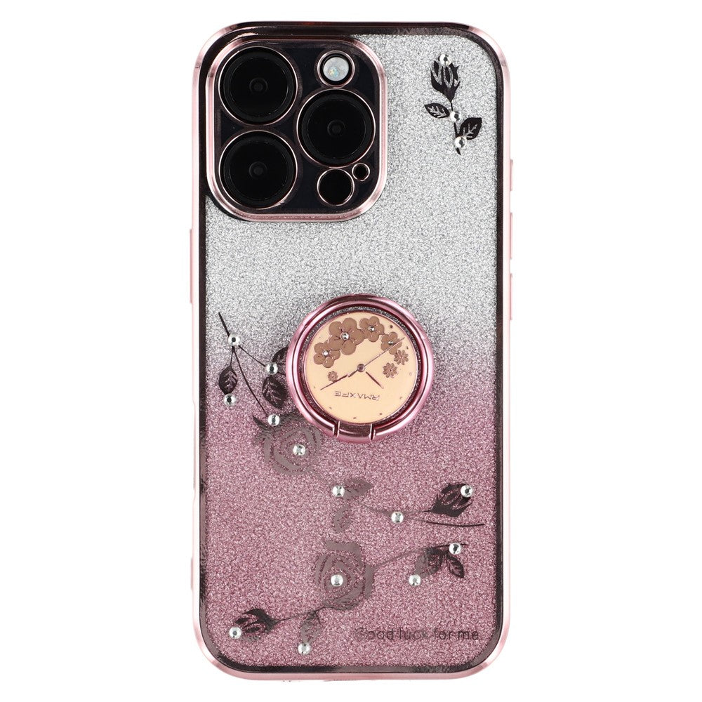 KADEM til iPhone 16 Pro Cover TPU Glitter Skinnende Rhinsten Telefoncover Ring Kickstand