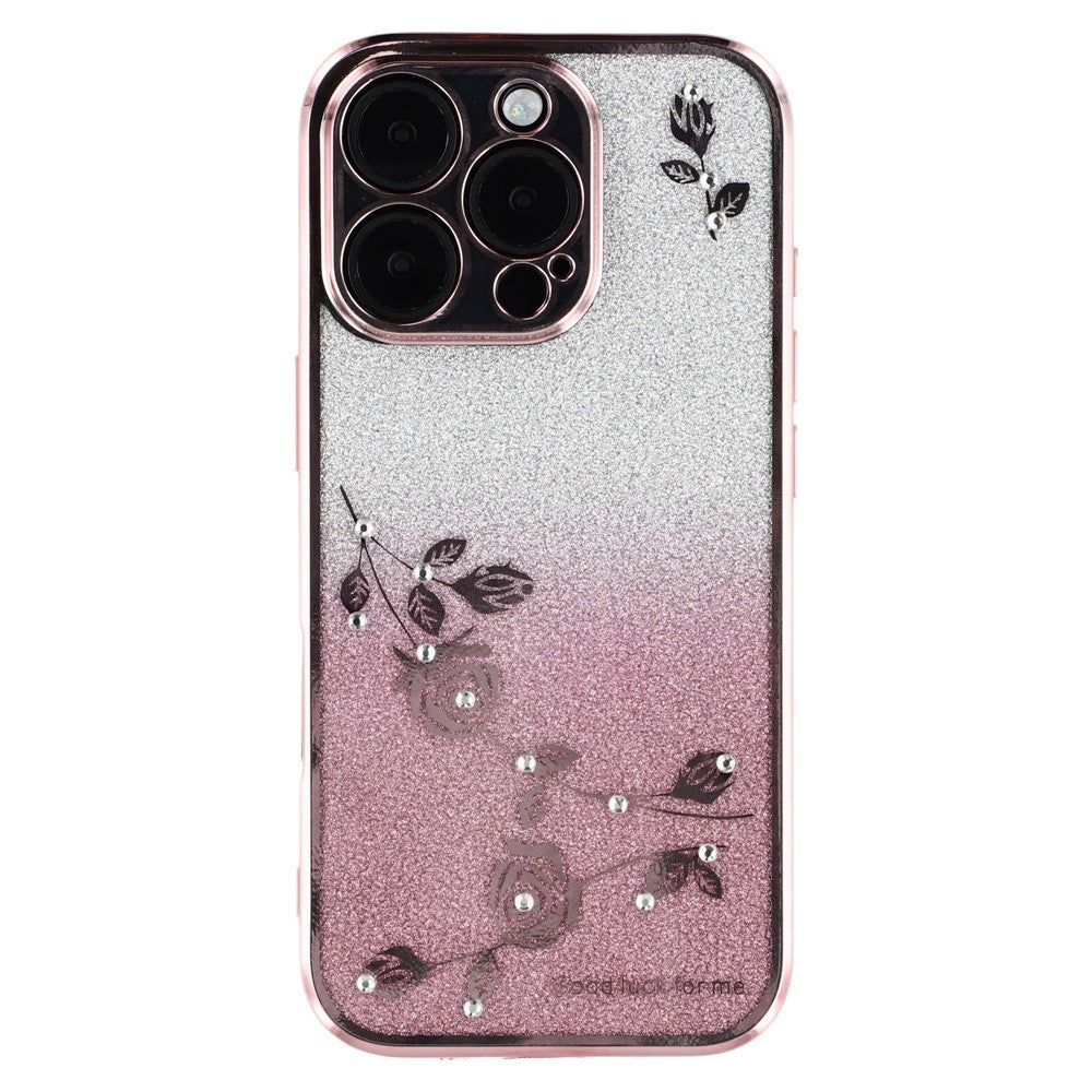 KADEM til iPhone 16 Pro Cover TPU Glitter Skinnende Rhinsten Telefoncover Ring Kickstand
