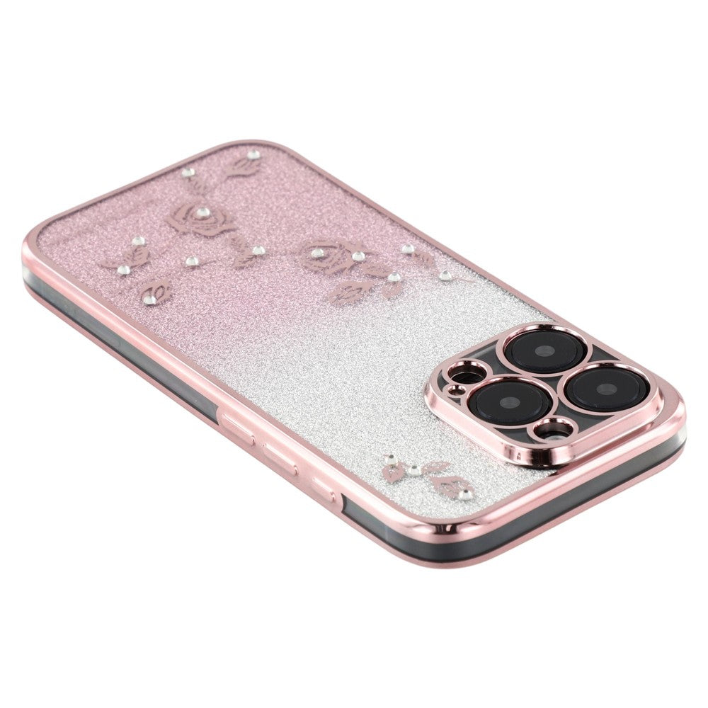 KADEM til iPhone 16 Pro Cover TPU Glitter Skinnende Rhinsten Telefoncover Ring Kickstand