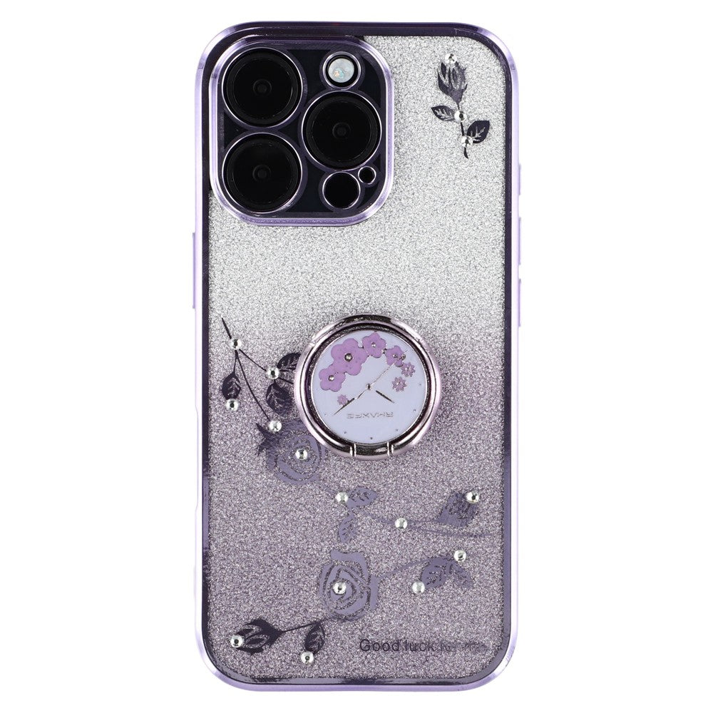 KADEM til iPhone 16 Pro Cover TPU Glitter Skinnende Rhinsten Telefoncover Ring Kickstand