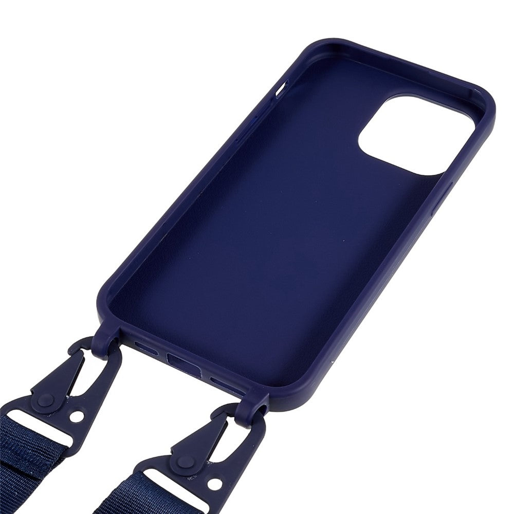 For iPhone 16 Pro Max Case Matte TPU Cell Phone Cover Adjustable Neck Cord Strap