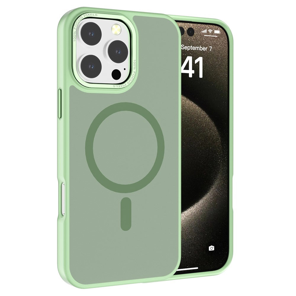 For iPhone 16 Pro Max Case Compatible with MagSafe Translucent Back TPU+PC Phone Cover