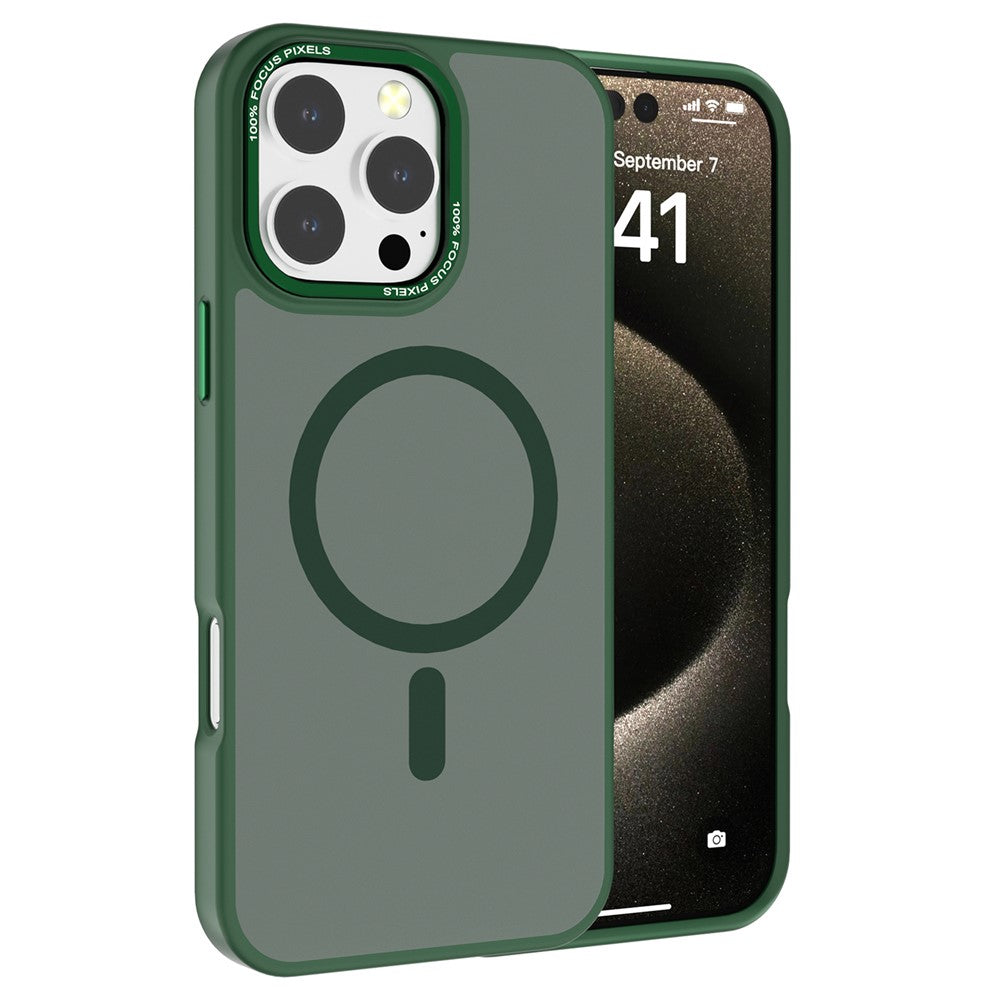 For iPhone 16 Pro Max Case Compatible with MagSafe Translucent Back TPU+PC Phone Cover