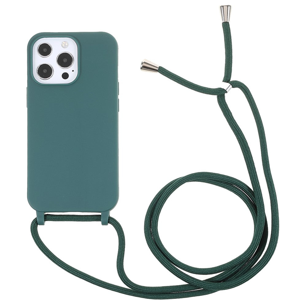 För iPhone 16 Pro Crossbodyfodral Mjukt TPU-mobilskal med justerbar rem