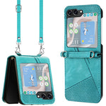 For Samsung Galaxy Z Flip7 FE 5G / Z Flip6 5G / Z Flip5 5G Case Triangle Patterns PU Leather Hard PC Crossbody Phone Cover